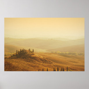 Poster Lever de soleil sur un paysage de la Toscane affic