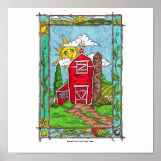 Poster Lever du soleil à la ferme