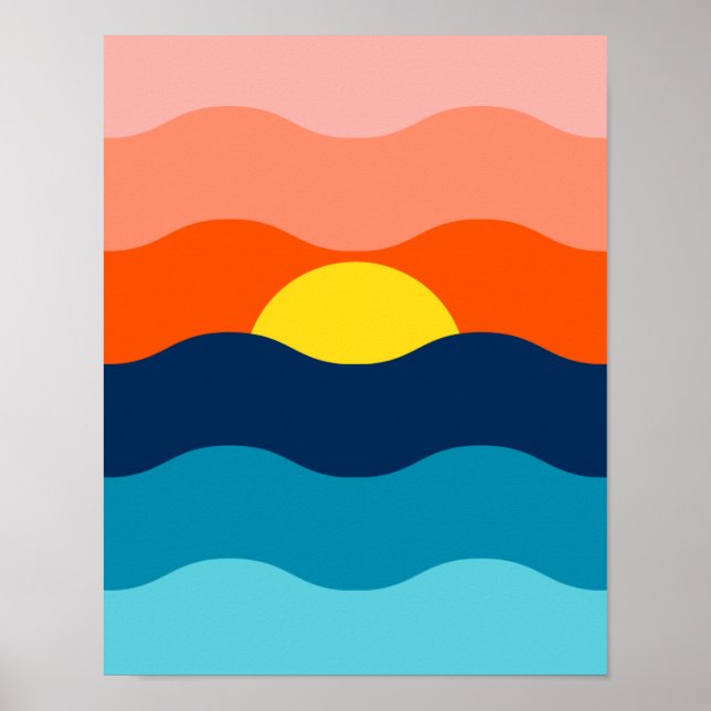 Poster Lever du soleil/coucher du soleil sur l'eau (Devant)