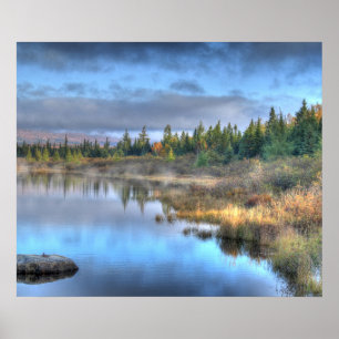Poster Lever du soleil d'automne au lac Moosehead Maine