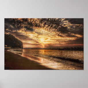 Poster Lever du soleil de la superbe plage