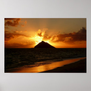 Poster Lever du soleil d'Hawaii à l'affiche de la plage