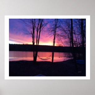 Poster Lever du soleil du début du matin au lac