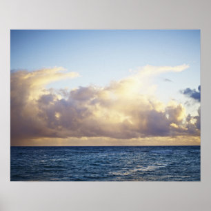 Poster Lever du soleil et nuages sur l'océan
