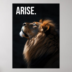 Poster Lever - Lion - Succès, entraînement - Motivationne