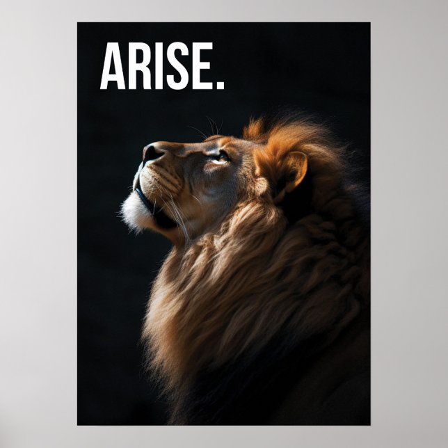 Poster Lever - Lion - Succès, entraînement - Motivationne (Devant)