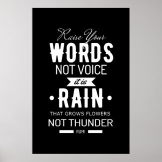 Poster Levez vos mots pas la citation de la voix Rumi