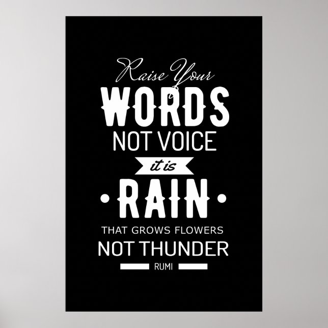 Poster Levez vos mots pas la citation de la voix Rumi (Devant)
