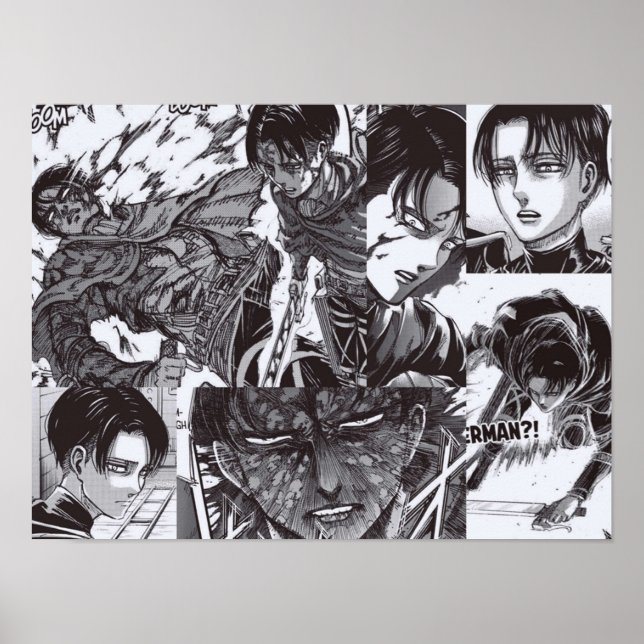 Poster Levi Ackerman Attaque contre le paysage de Titan (Devant)