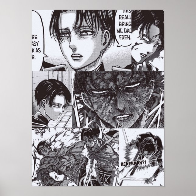 Poster Levi Ackerman Attaque contre le portrait de Titan (Devant)