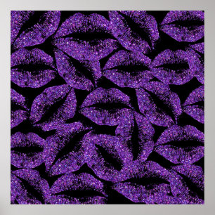 Poster Lèvres à Parties scintillant violette