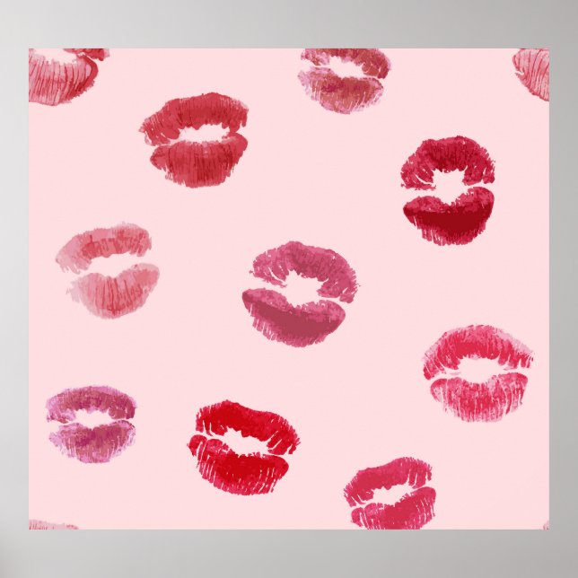 Poster Lèvres brillantes Imprimantes Valentine Motif (Devant)