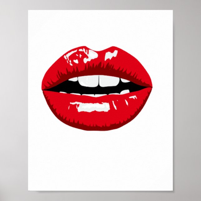 Poster Lèvres brillantes rouges (Devant)