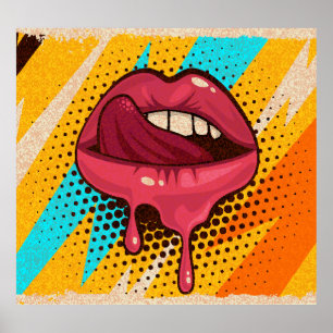 Poster Lèvres d'art pop : Vintage tendance