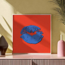Lèvres qui s'embrassent Orange et Bleu