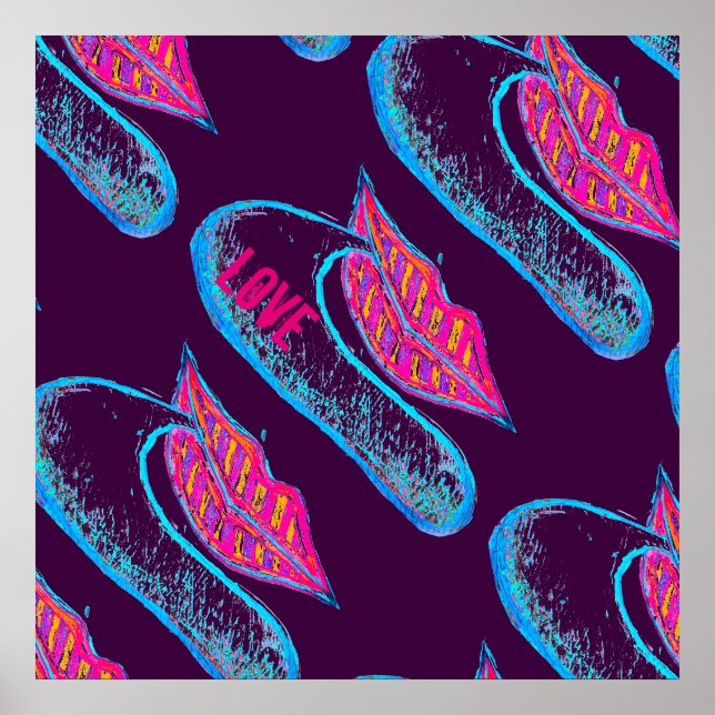 Poster Lèvres roses et un mot balon ou langue (Devant)