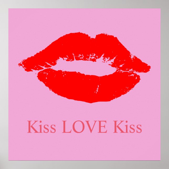 Poster Lèvres rouges avec Kiss Love Kiss Couleur personna (Devant)