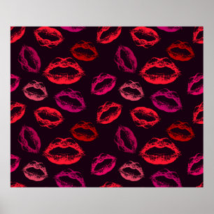 Poster Lèvres rouges imprimer motif transparent