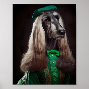 Poster lévrier afghan en robe de la Saint-Patrick