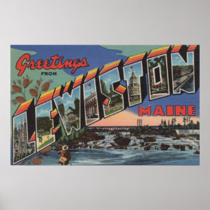 Poster Lewiston, Maine (Scène fluviale)