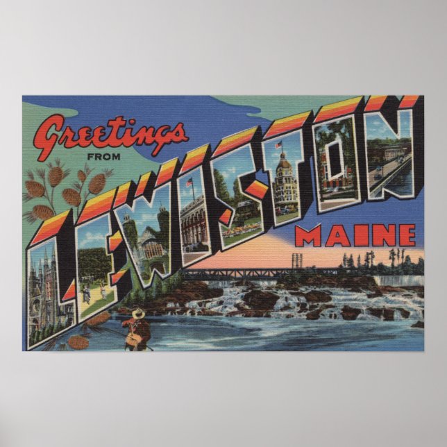 Poster Lewiston, Maine (Scène fluviale) (Devant)