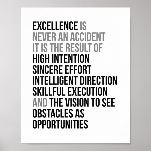 Poster L'excellence n'est jamais un accident (Devant)