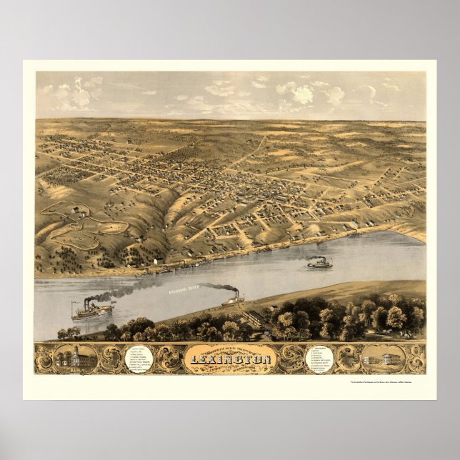 Poster Lexington, MO Carte panoramique - 1869 (Devant)