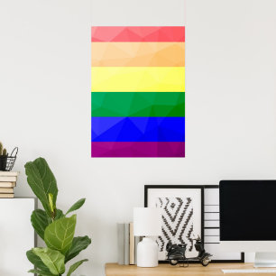 Poster LGBT drapeau arc-en-ciel lignes motif de maillage