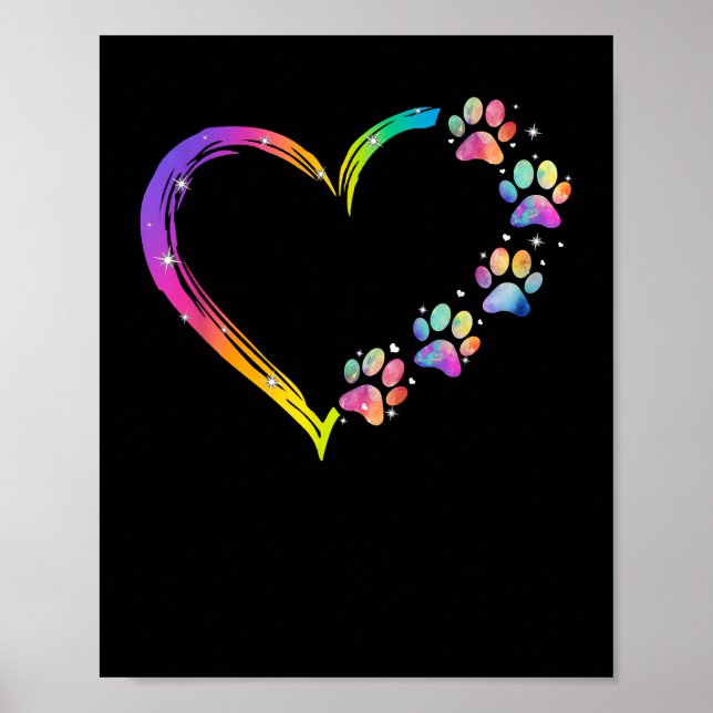 Poster LGBT Heart Rainbow Dog Paw LGBT Pride Soutien LGBT (Devant)