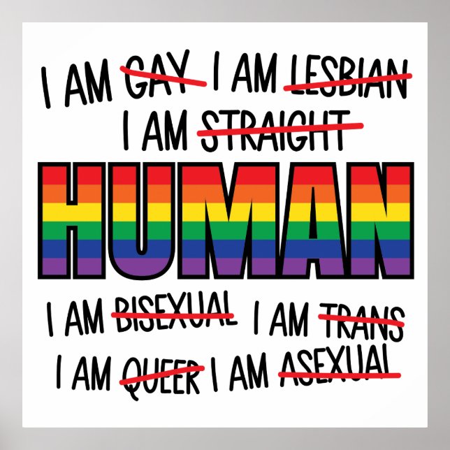 Poster LGBT Je suis gay, je suis humain (Devant)