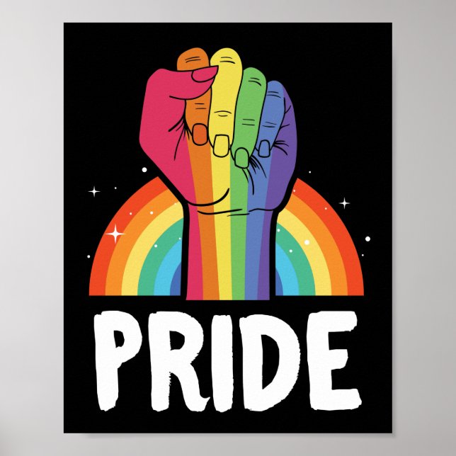 Poster LGBT Mois Gay pride Fierté Rainbow Poing (Devant)