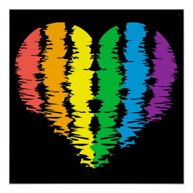 Poster LGBT+pride. Arc-en-ciel du coeur. (Devant)