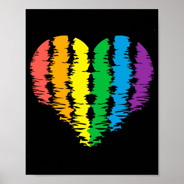 Poster LGBT+pride. Arc-en-ciel du coeur. (Devant)