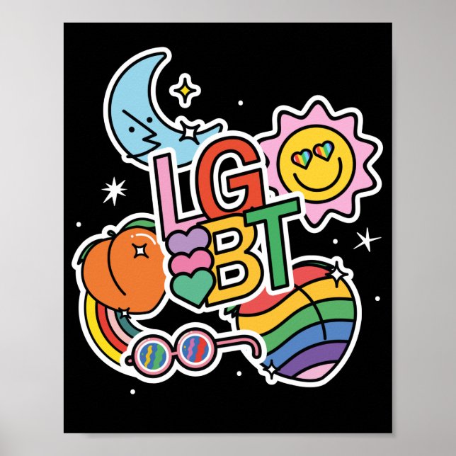 Poster LGBT+Pride. Véritable amour. drapeau arc-en-ciel. (Devant)