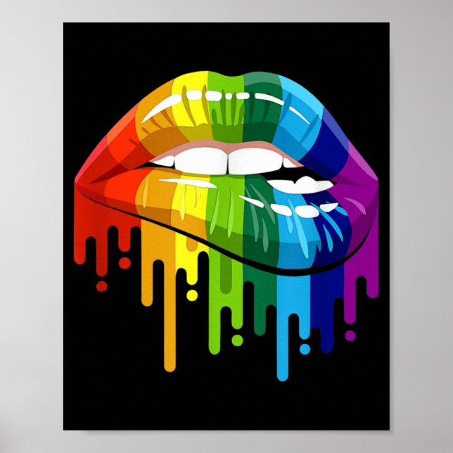 Poster LGBT Rainbow Lip Gay pride (Devant)