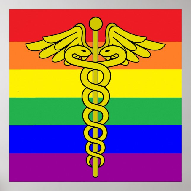 Poster LGBTQ Healthcare Caduceus Signal Mur Art (Devant)