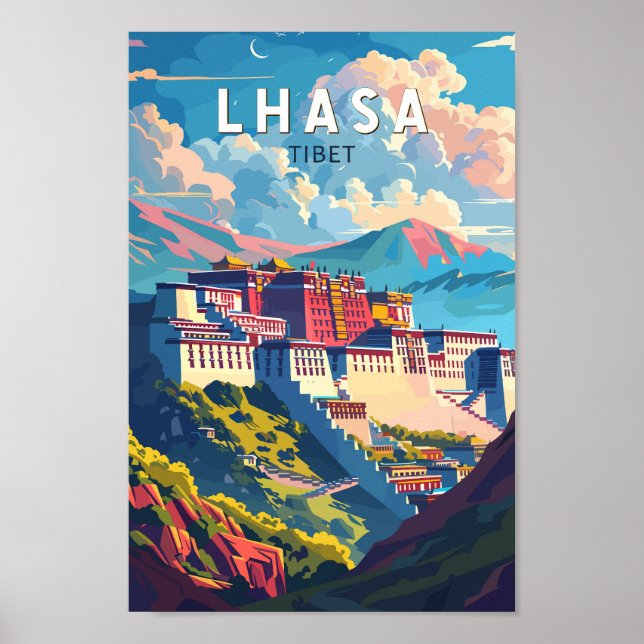 Poster Lhasa Tibet Voyage Art Vintage (Devant)