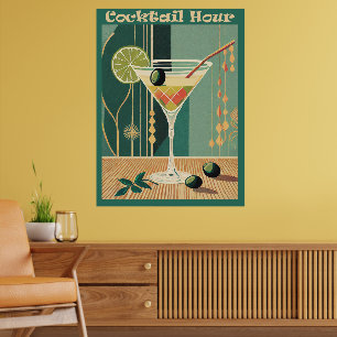 Poster L'Heure Du Cocktail Martini Moderne Du Milieu Du S