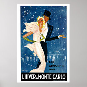 Poster L'Hiver a Monte-Carlo Annonce Vintage voyage
