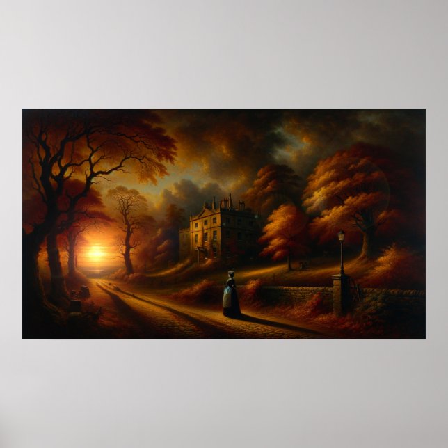 Poster 'L'hiver arrive' Peinture Vintage (Devant)
