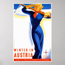 L'hiver en Autriche Restauration de l'affiche Vint