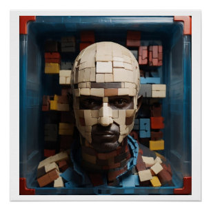 Poster l'homme avec sa tête dans la boîte