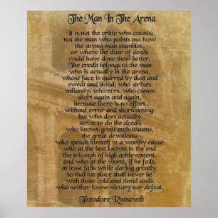 Poster "L'homme dans l'arène" Theodore Roosevelt
