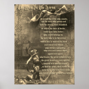 Poster "L'homme dans l'arène" Theodore Roosevelt sepia