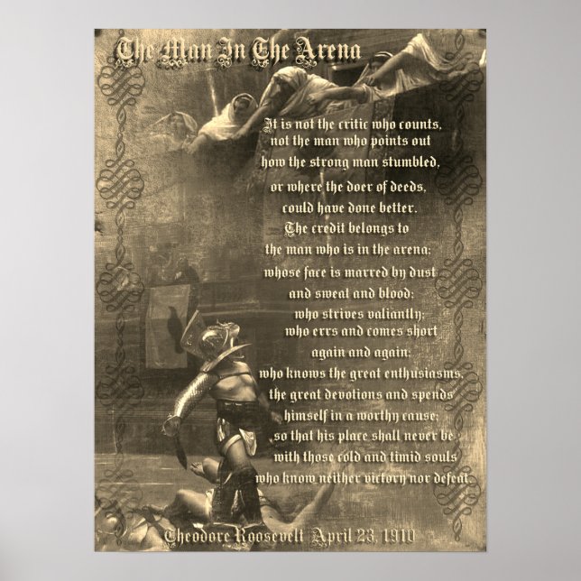 Poster "L'homme dans l'arène" Theodore Roosevelt sepia (Devant)