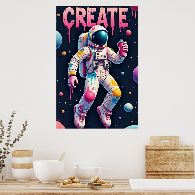 Poster L'Homme de l'Espace Graffiti (Cuisine)