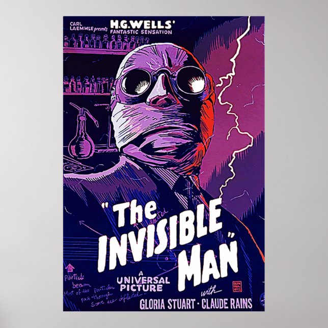 Poster L'Homme invisible Classic Horror Monster Film TS (Devant)
