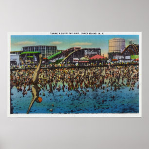 Poster L'homme plonger et plonger dans le Surf