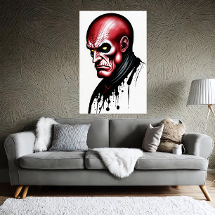 Poster L'homme rouge aux yeux jaunes   Art AI