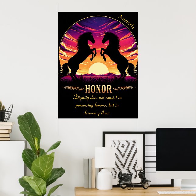 Poster L'Honneur se dresse contre le ciel embrasé du couc (Bureau à domicile)